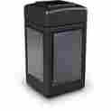 720313 Commercial Zone Stonetec 42 Gallon Square Waste Receptacle Black With Pepperstone Panels 653410000858