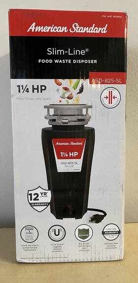 10-us-asd-825-sl American Standard Slim Line 1.25hp Food Waste Disposer Select Color Black