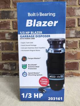 203161 Bolt & Bearing And 1/3 Hp Blazer Garbage Disposal Wth Power Cord Septic Safe