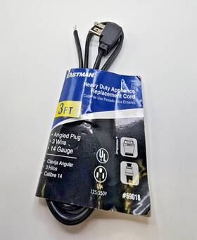 69018 Eastman Qty 4 Heavy Duty Appliance Replacement Cord 3ft Angled Plug
