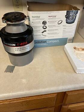 E404-1 Emerson Evolution Garbage Disposal. 3/4 Hp. 120v. Hard Wired