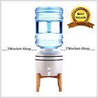 900114 Gallon Tabletop Stand Bottles Dispenser 5 Cooler Water Wood Ceramic Bowl