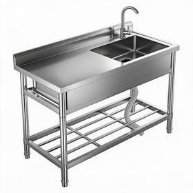 Garvee Aar-t7l1pqwx1llzcd-om1wavb-6 Stainless Steel Utility Sink 47 Inch Single Bowl Free Standing Commercial