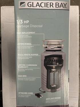 10-us-gb333 Glacier Bay Turbogrind Continuous Feed Garbage Disposal 1/3 Hp 120v With Power Cord
