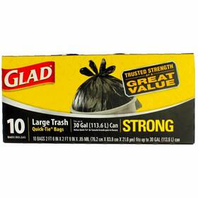 Glad 012587000809 Quick Tietrash Bags Large 10 Count