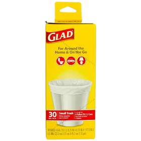 012587788172-6a Glad 6 Pack Small Trash Bags 4 Gallons 30 Ct
