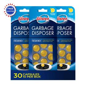 Glisten Dplm30u Garbage Disposer Freshener Lemon Scent 30 Capsules Sink Disposal Odor
