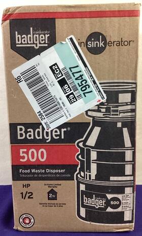 Insinkerator 050115017783 Badger 500 1/2 Hp Continuous Feed Garbage Disposal New