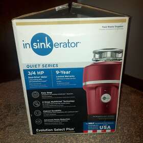 Insinkerator 050375025986 Evolution Select Plus 3/4 Hp Continuous Feed Quiet Garbage Disposal