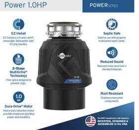 Insinkerator 968428913626 Power 1hp 1 Hp Garbage Disposal Series Ez Connect Continuou
