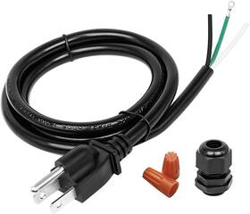 Ipower 810000175925 3 Ft Disposal Power Cord Kit Black With Wire Nuts And Strain Relief