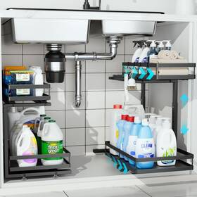 Jcylq Sczwj01 Under Sink Organizer Dual-rail Ball-bearing Kitchen Organi