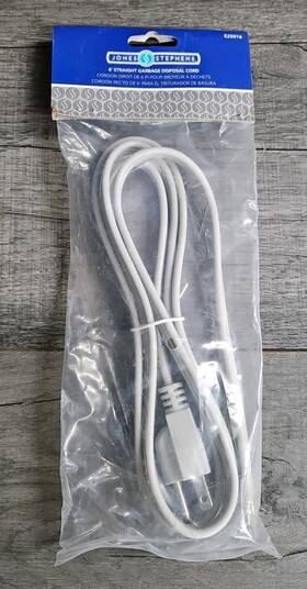 E25016 Jones Stephens 6ft Straight Garbage Disposal Cord - 3 Available Nip