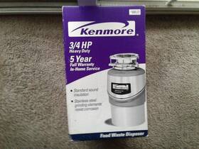 22-60572 Kenmore Heavy Duty 3/4 Hp Food Waste Disposer- New/sealed