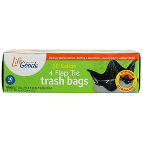 Life Goods 050700013138 Happy Home 30 Gallon 4 Flap Tie Trash Bags 10 Ct