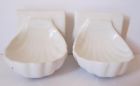 Pair Sea Stick Shell Ceramic Dishes Wall Soap Shaped