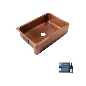 Sek307-33ac-sc Sinkology Lange Copper 32 Inch Farmhouse Apron Kitchen Sink And Care Kit Single Bowl