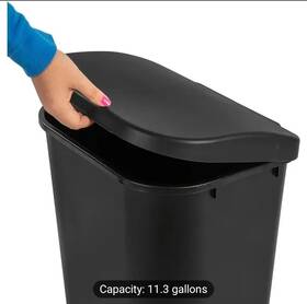 10759006 Sterilite 11.3 Gallon Lift Top Lid Wastebasket Kitchen Trash Can Black 6 Pack