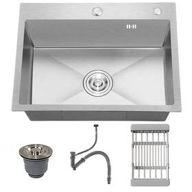 Vivrhintty 615870052877 24-inch Single Bowl Kitchen Sink Drop-in/top-mount Stainless Steel With Nano