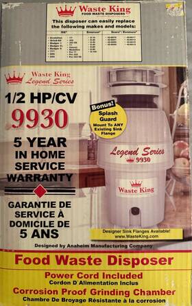 L-3900 Waste King L-9930 New - 1/2 Hp. Garbage Disposal