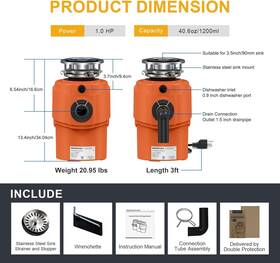 Ms75d  Zhejiang Rosun K&b Technology Co. Ltd Garbage Disposal 1 Hp Ultra Quiet Intelligent Auto-reverse Function New