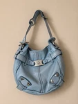 B. Makowsky Blue Genuine Leather Hobo Satchel Handbag Shoulder Purse. Fixed Price $44.00.