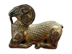 Antique Indian Gilt Wooden Carved Ram Sculpture 11 Tall 15 Length By 6 Wide. Fixed Price $400.00.