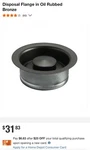 Genuine Kohler R11352-C-BRZ Disposal Flange/plug/cover/lid Oil Rubbed Bronze. Fixed Price $13.99.