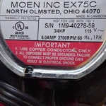 Moen EX75C Waste Disposer Garbage 3/4HP 115V Model Mpn. Fixed Price $85.00.