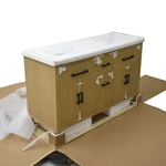 New Kohler Kresla 60" Bathroom Vanity Cabinet Light Oak Double Sink Quartz Top. Fixed Price $1899.99.