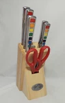 Fiestaware Masquerade Rainbow 6 Pc Knife Set Wood Block Cutlery. Fixed Price $175.00.