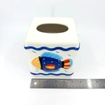 Bacova Guild Coco Dowley Fish Menagerie Ceramic Tissue Box Cover Cube White Blue. Fixed Price $35.00.