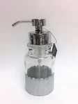 New Nu Steel Clear Glass Textured Metallic Silver Soap Bathroom Dispenser. Fixed Price $35.19.