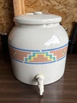 Vintage 1991 Springwell Dispensers Inc. Ceramic Water Crock +lid Native American. Fixed Price $79.99.