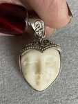 Vintage 925 Sterling Silver Carved Gemstone Goddess Pendant Estate Jewelry. Fixed Price $29.99.