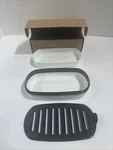 New White W/ Black Trim Travel Soap Dish 6 X 3-1/4 Long/standard Bars. Fixed Price $9.00.