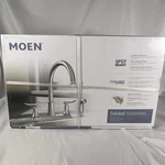 Moen CA87015SRS Solidad Spot Resist Stainless Two-handle High Arc Kitchen Faucet. Fixed Price $109.00.