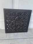 Carved Black Lotus Wall Decor Boho Global Chic Square Wood Hanging Panel India. Fixed Price $39.96.
