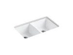 Kohler Deerfield 5873-5U-0 33" Undermount Double-bowl Kitchen Sink Box Dmg. Fixed Price $482.95.