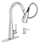 Moen 87627 Haelyn Polished Chrome 1-HANDLE Pulldown Spryer Kitchen Faucet W-soap. Fixed Price $118.66.