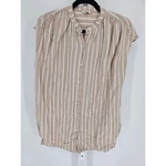 Lucky Brand Womens Sz Cap Sleeve Vertical Stripe Tunic Blouse Pink White. Fixed Price $15.40.