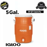 Igloo 5 Gallon Heavy Duty Beverage Cooler Water Jug Dispenser Orange Outdoor Cam. Fixed Price $32.99.