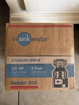 Insinkerator Badger 500 Garbage Disposal (new Box) 1/2 Hp. Fixed Price $65.00.