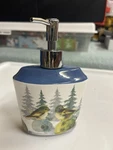 Saturday Knight Ltd. Ceramic Soap Dispenser Winter Forest Birds. Fixed Price $5.50.