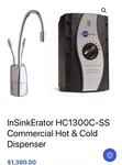 Insinkerator Hot And Cold Water Dispenser Chrome HC1300C-SS C1300-SS Commercial. Fixed Price $779.97.