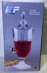 Kf Glass Liquor Dispenser 3L Antique Barrel With Handle, Lid, Spigot - Clear. Fixed Price $29.99.
