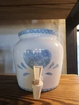 Vintage Ceramic Hot, Cold Water Dispenser Blue Heart Design-lid Countertop Lever. Fixed Price $88.50.