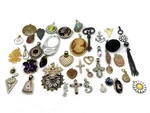 Estate Jewelry Pendant Lot 41 Gemstone Silver Gold Stamped Charm Necklace. Fixed Price $51.00.