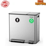 Dual Trash And Recycling Bins For Kitchen 13.2 5.2 Gal (50+20L) Stainless Ste. Fixed Price $208.99.