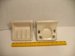Vintage Ceramic Wall Mount Glossy Soap Dish Cup & Toothbrush Holder - Bone. Fixed Price $29.99.